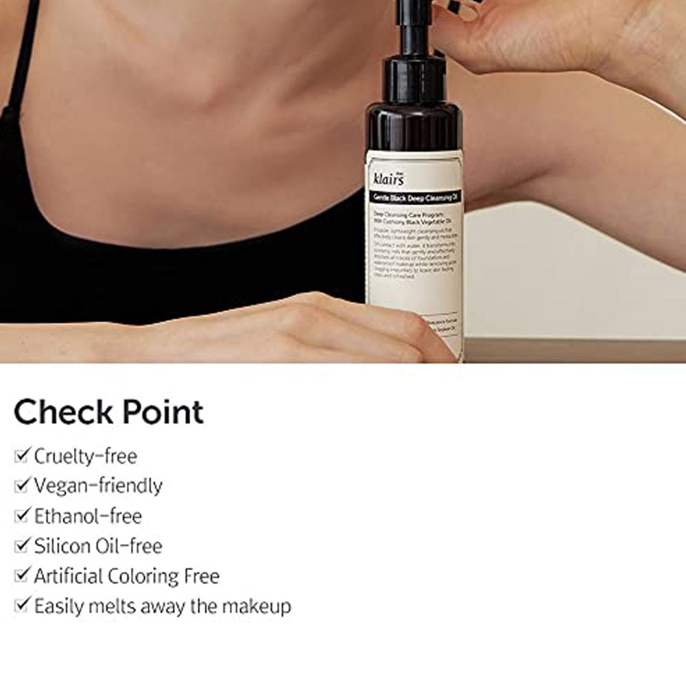 Gentle Black Deep Cleansing Oil Removes Waterproof Makeup, Blackheads & Unclogs Pores