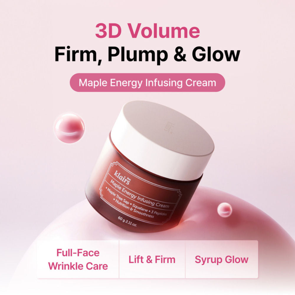 Maple Energy Infusing Cream, Wrinkle Care Korean Cream with 3 Peptides For Glowing Skin