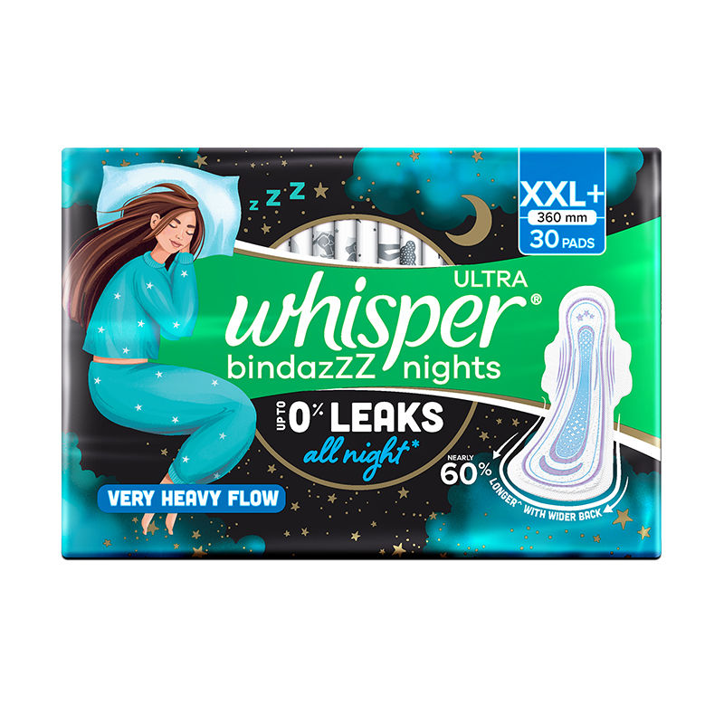 Bindazzz Nights Xxl+ Sanitary Pads, Upto 0% Leaks All Night Long