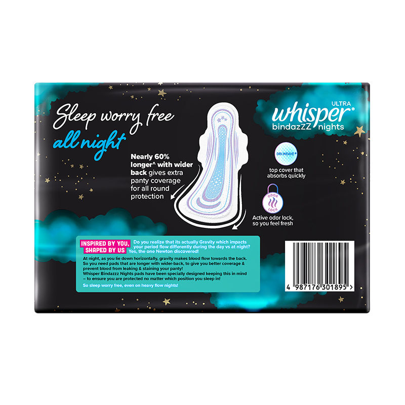 Bindazzz Nights Xxl+ Sanitary Pads, Upto 0% Leaks All Night Long