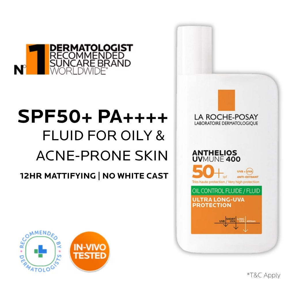 Anthelios UVMUNE400 Oil Control SPF50+, Mattifying Sunscreen for Oily Skin.