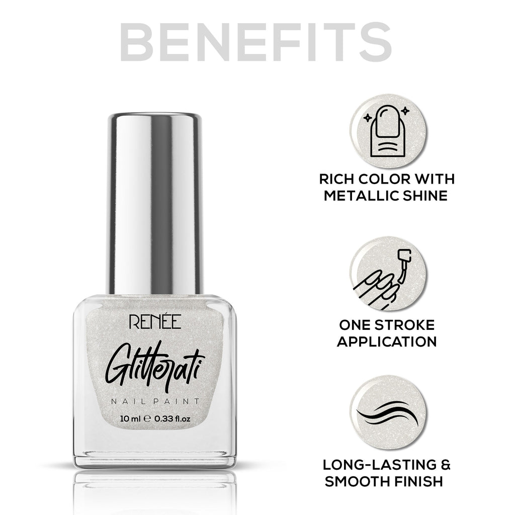 Glitterati Nail Paint - White Sparkle