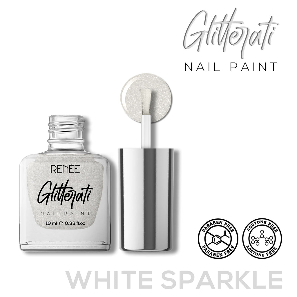 Glitterati Nail Paint - White Sparkle