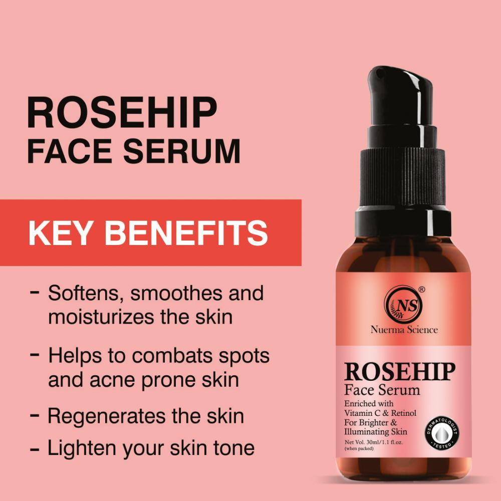 15% Rosehip Face Serum enriched Vitamin C & Retinol for Illuminating Skin