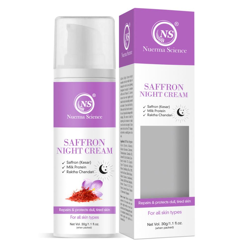 Saffron Night Cream with Milk Protein, Rakhta Chandan for Repair Dull Skin