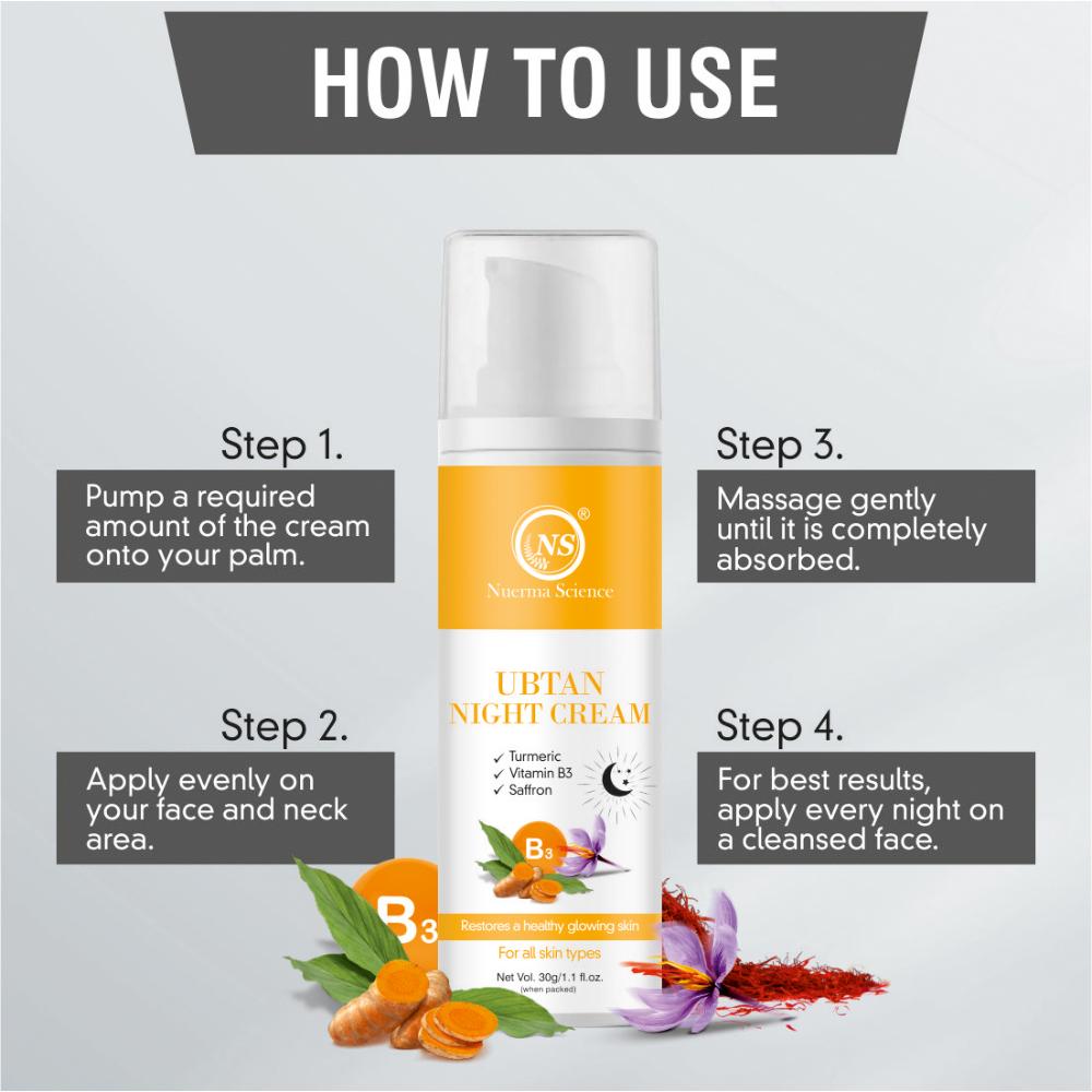 Ubtan Night Cream W/ Turmeric, Vitamin B3 for Restoring Healthy Glowing Skin