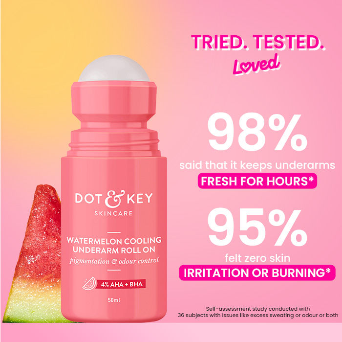 Watermelon Cooling Underarm Roll On, Pigmentation & Odour Control, With 4% AHA & BHA