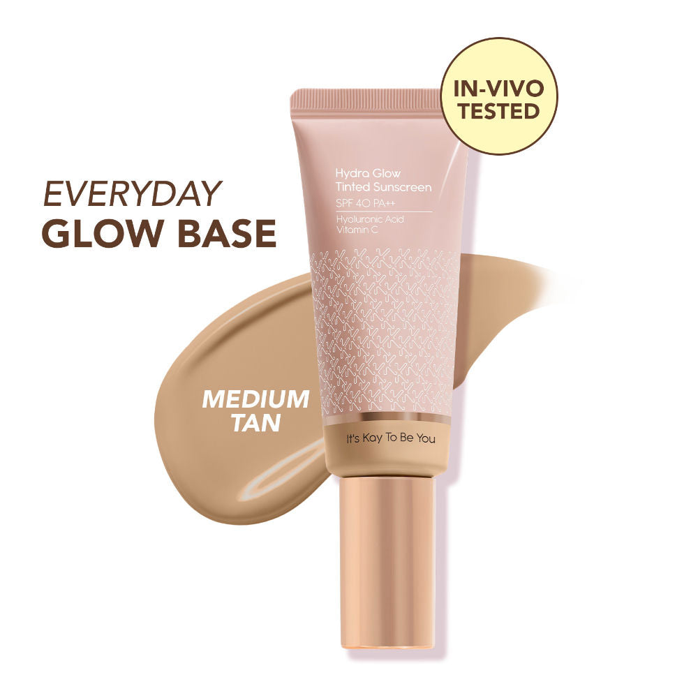 Hydra Glow Tinted Sunscreen SPF 40 PA++ with Hyaluronic Acid & Vitamin C - Medium Tan
