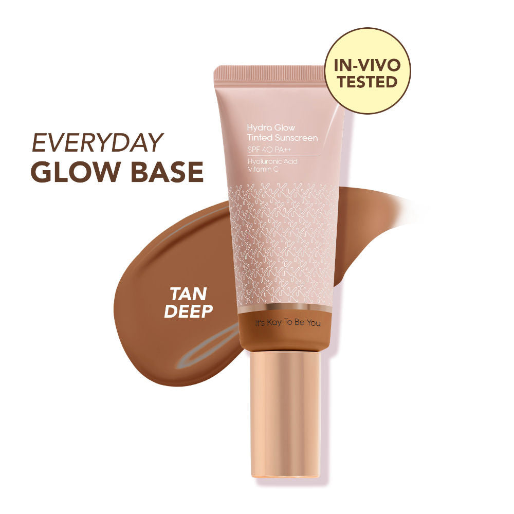 Hydra Glow Tinted Sunscreen SPF 40 PA++ with Hyaluronic Acid & Vitamin C - Tan Deep