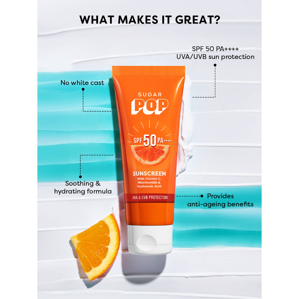 SPF 50 PA++++ UVA/UVB With Vitamin C, Niacinamide & Hyaluronic Acid