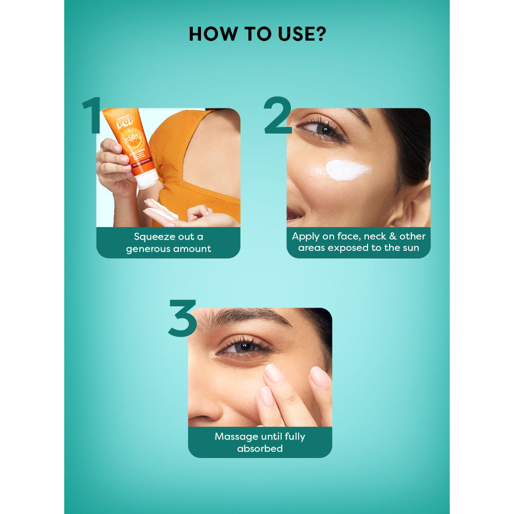 SPF 50 PA++++ UVA/UVB With Vitamin C, Niacinamide & Hyaluronic Acid