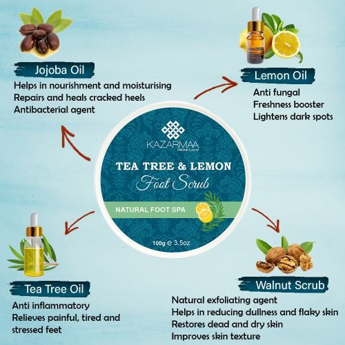 Tea Tree And Lemon Anti Bacterial Foot Scrub With Jojoba Oil - For Feet Nourishment