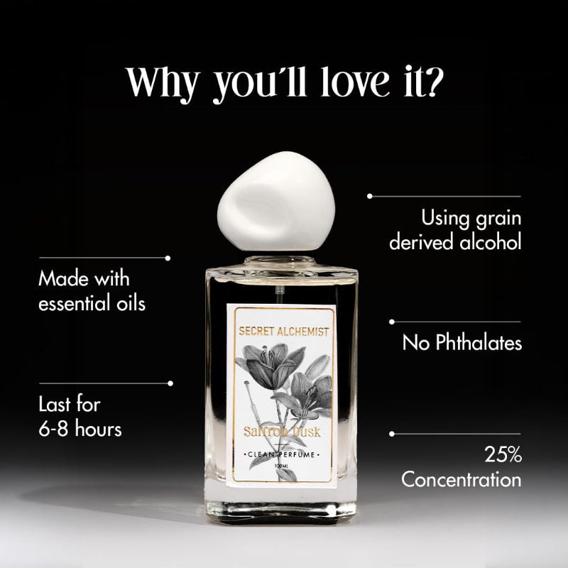 Saffron Dusk Clean Perfume Floral, Woody, for Women, Night and Everyday