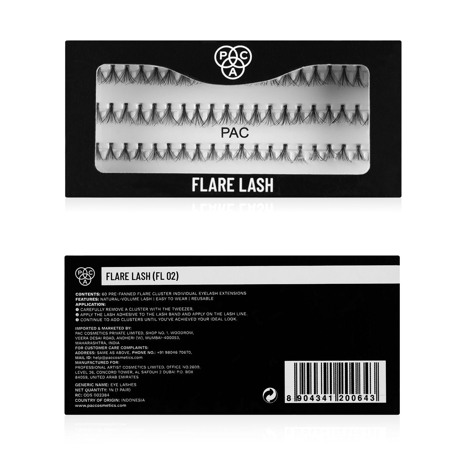 Flare Lash FL2 - Natural Cluster Lashes with Short, Long & Thick Strands for Versatile Looks