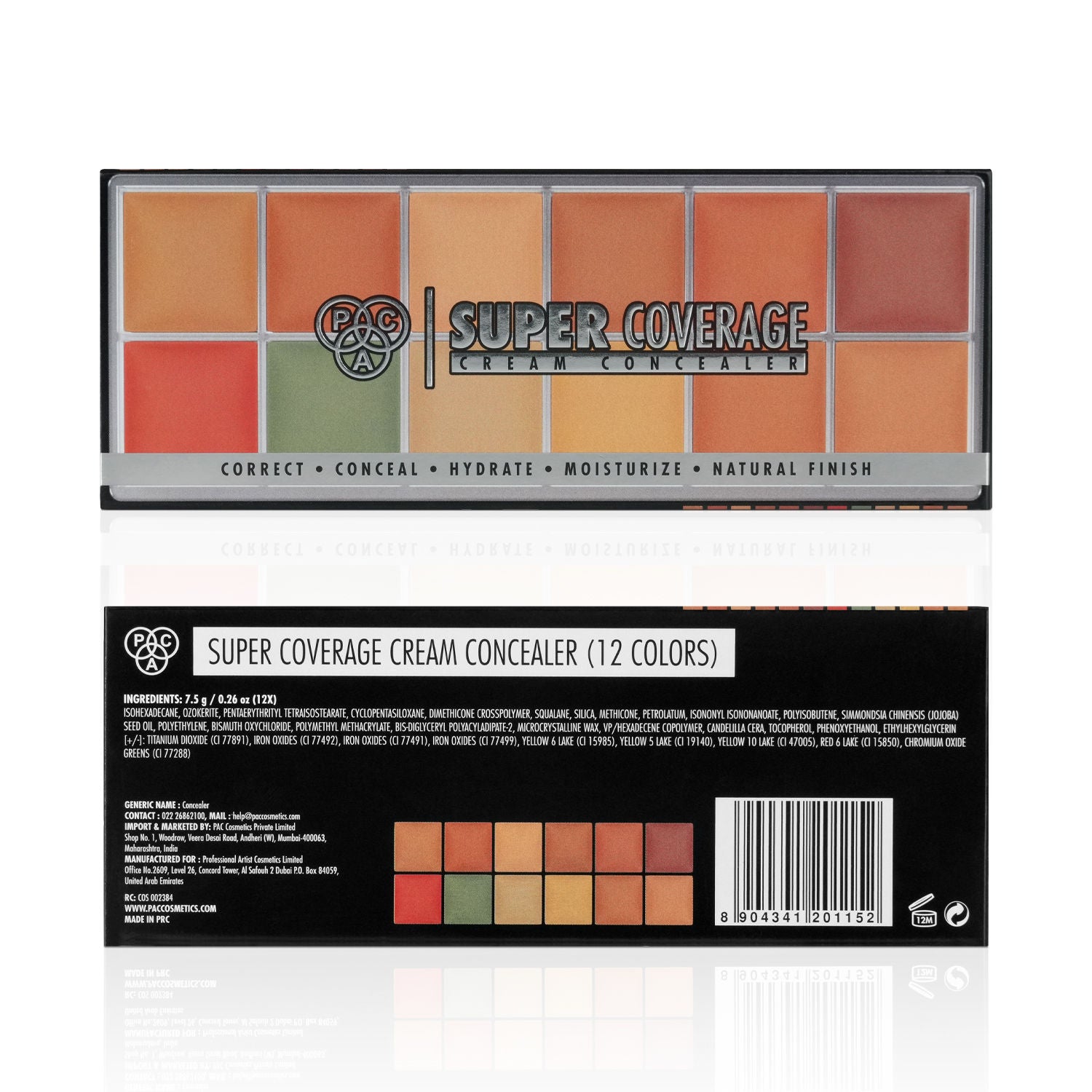 Super Coverage Cream Concealer Palette X12 - Creamy Blendable Formula, Longlasting Full Coverage