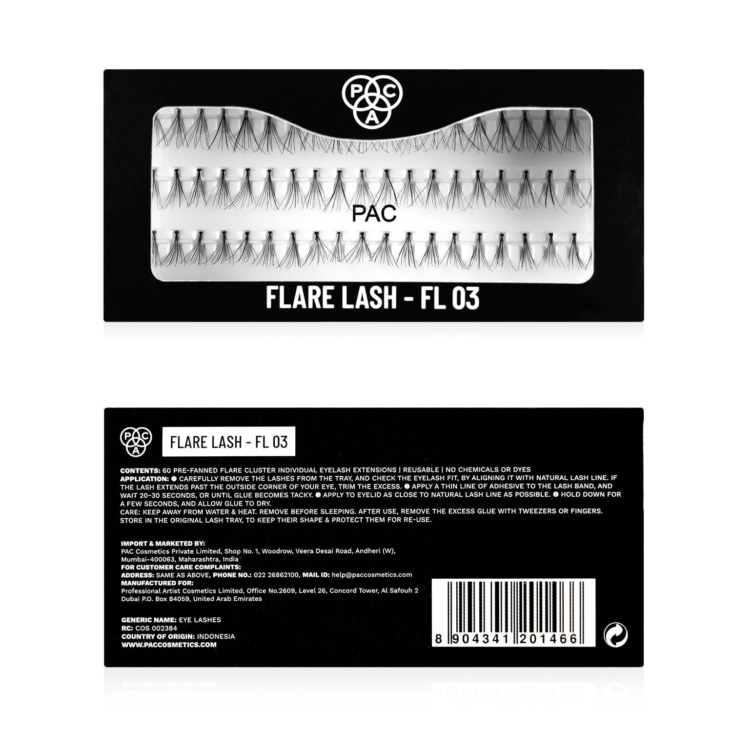 Flare Lash FL3 - Natural Cluster Lashes with Short, Long & Thick Strands for Versatile Looks