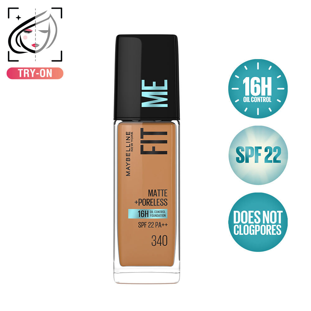 Fit Me Matte+Poreless 16H Oil Control Foundation with SPF 22 - 115 Ivory - 340 Cappuccino