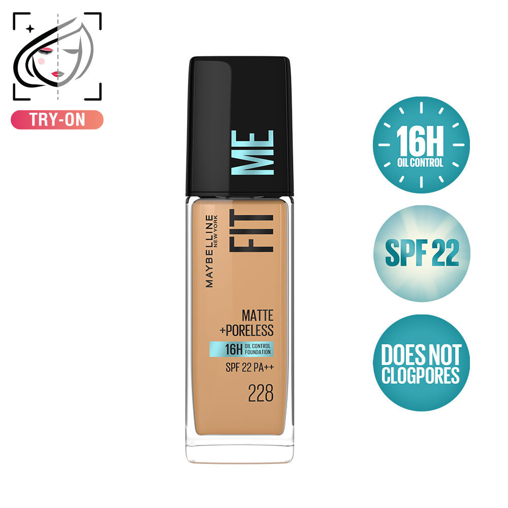 Fit Me Matte+Poreless 16H Oil Control Foundation with SPF 22 - 115 Ivory - 228 Soft Tan