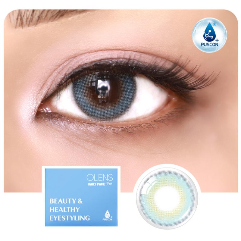 Daily Pair Color Contact Lens Pack 1 - French Shine Aqua (0.00 Plano)