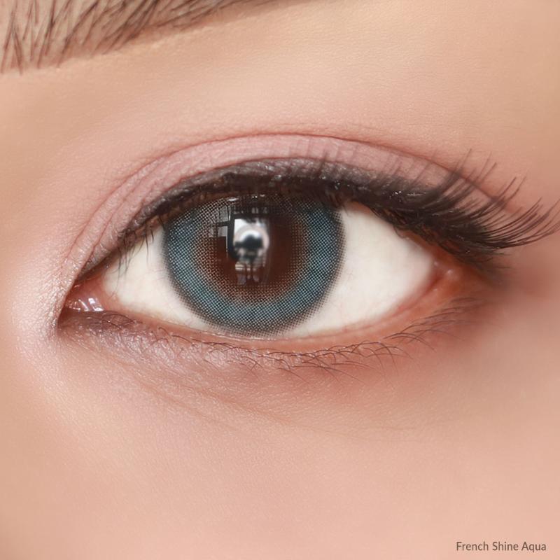Daily Pair Color Contact Lens Pack 1 - French Shine Aqua (0.00 Plano)