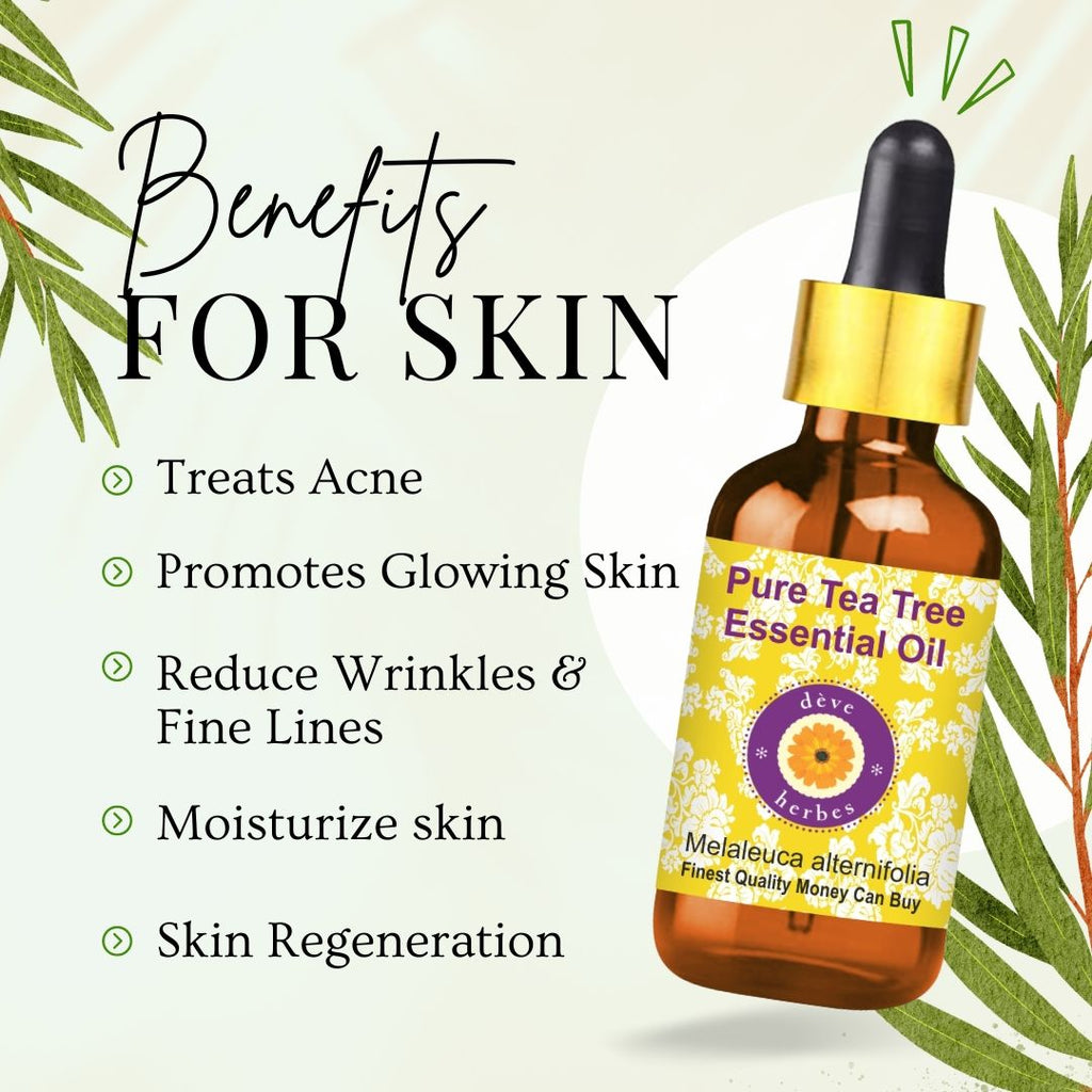 Pure Tea Tree Essential Oil For Dandruff Control, Glowing Skin & Fades Acne Scars