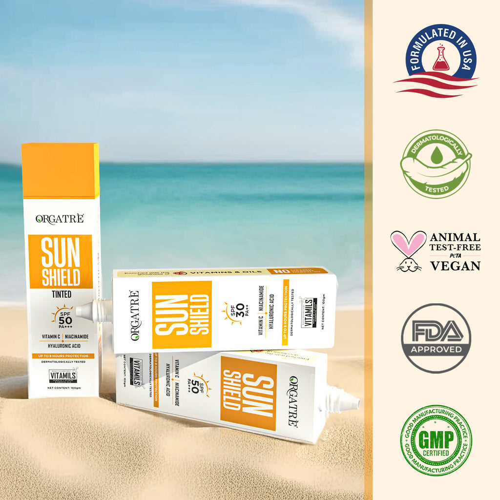 Tinted Sunscreen SPF 50 PA+++ With Vit C, Niacinamide & Hyaluronic Acid, UVA/UVB Protection