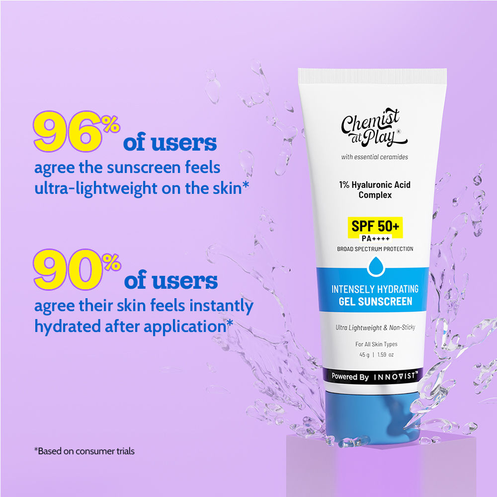 Intensely Hydrating Gel Sunscreen SPF 50+ I Ultralight, Non-Sticky & Quick-Absorbing