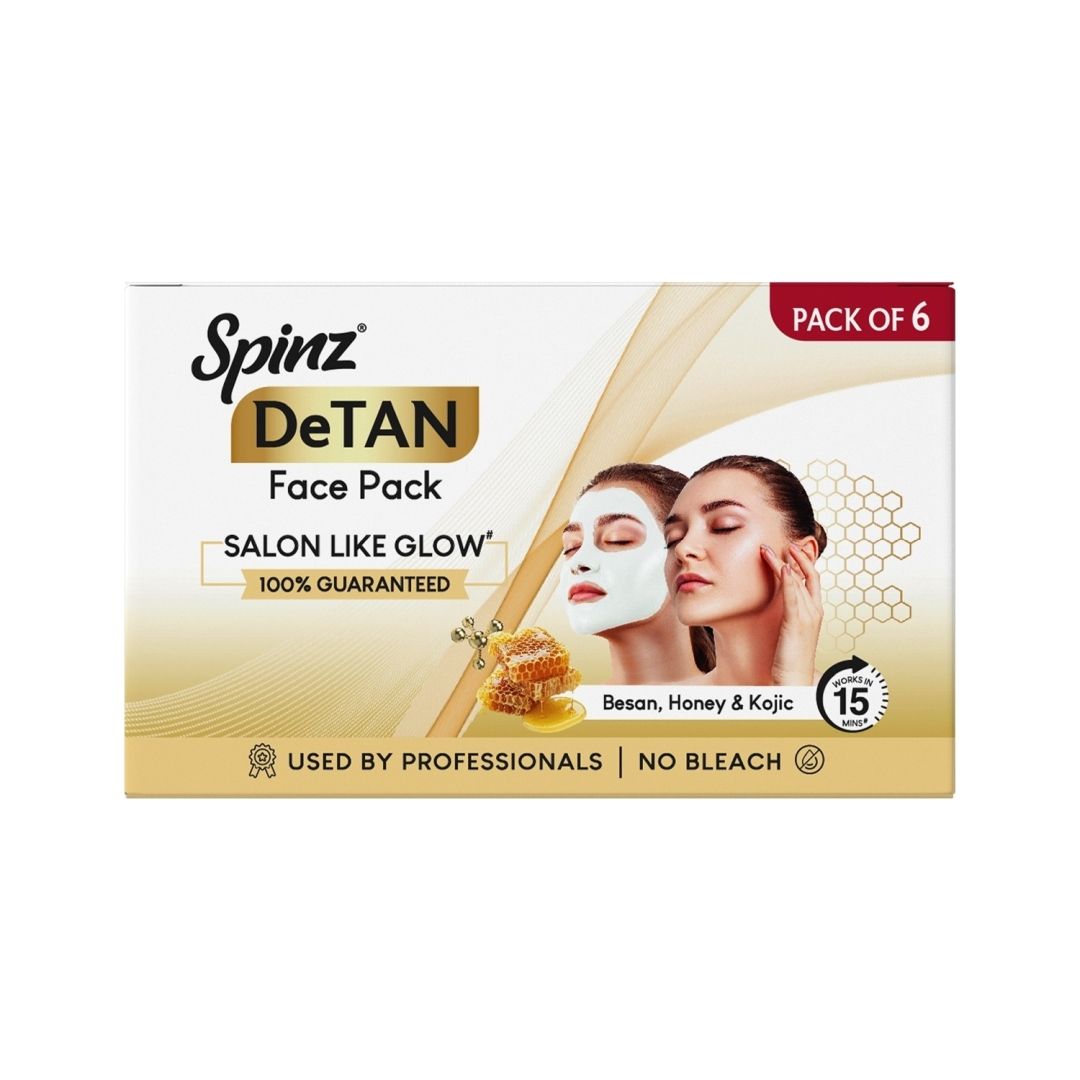 DeTan Face Pack Tan Removal Cream with Kojic, Besan & Honey - 12g x 6