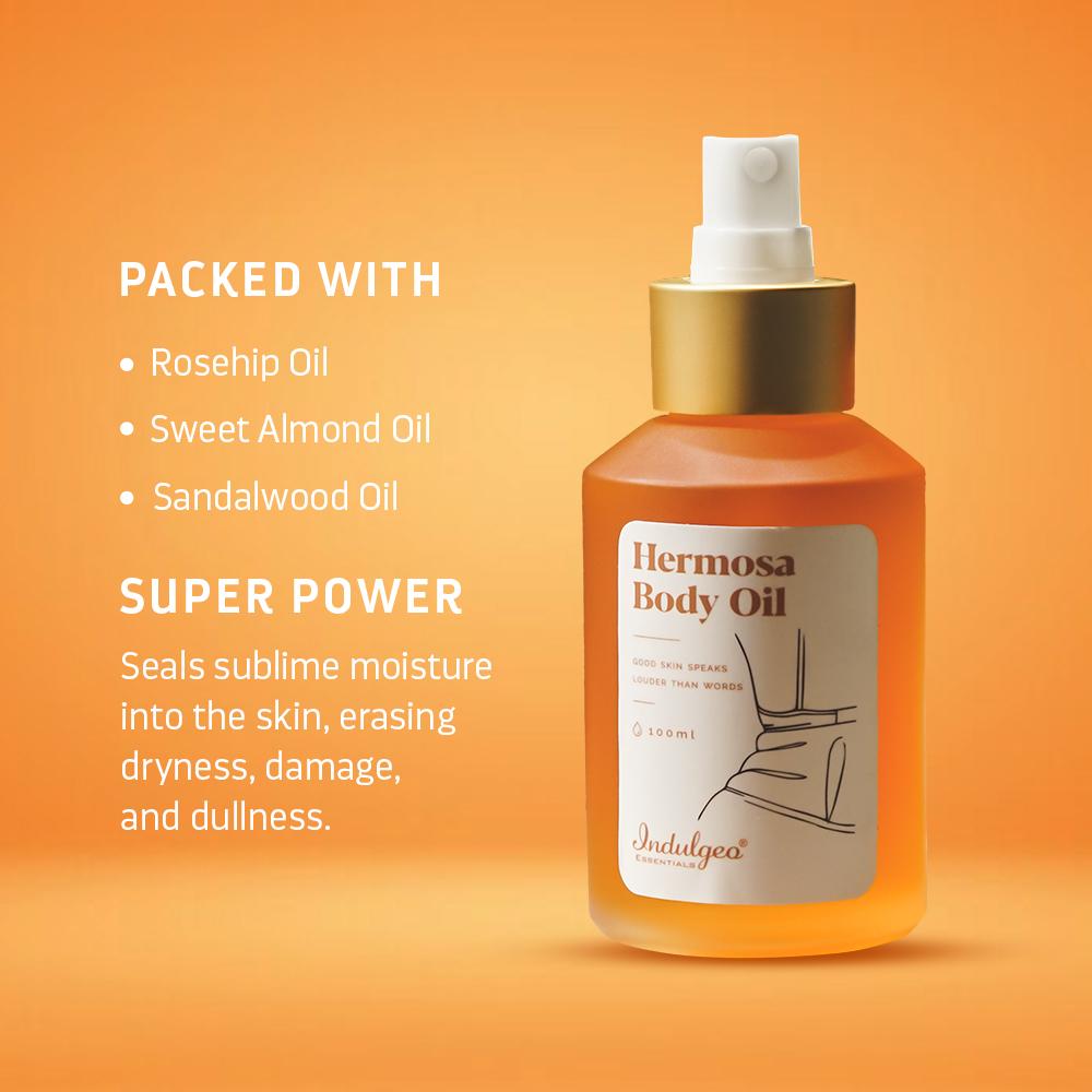 Hermosa Body Oil For Women, Helps in Reducing Dryness & Dullness