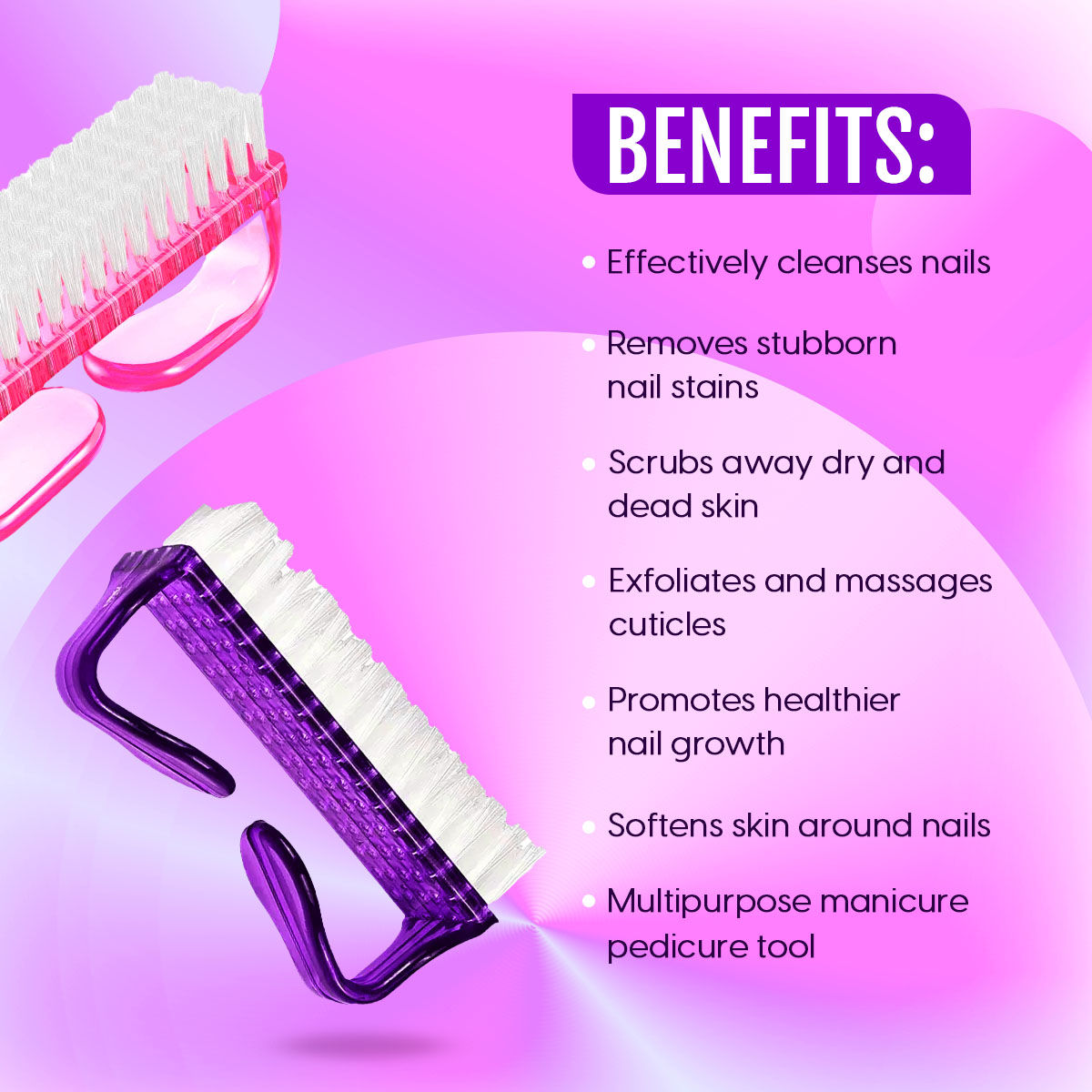 Professional Nail Brush Cleaning Tool Manicure Pedicure Scrubber Foot Cleaner Brush