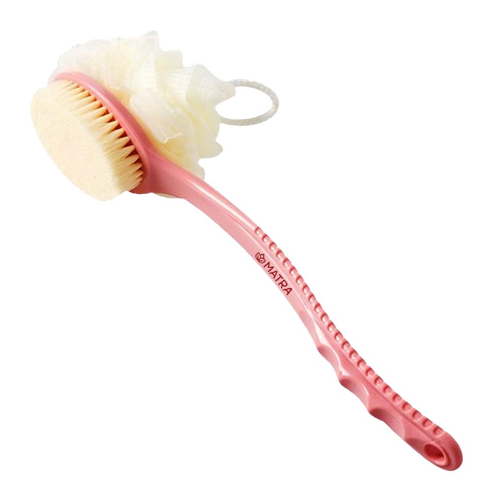 Back Bath Brush 2-in-1 Back Scrubber Loofah for Deep Cleansing & Exfoliation with Long Handle