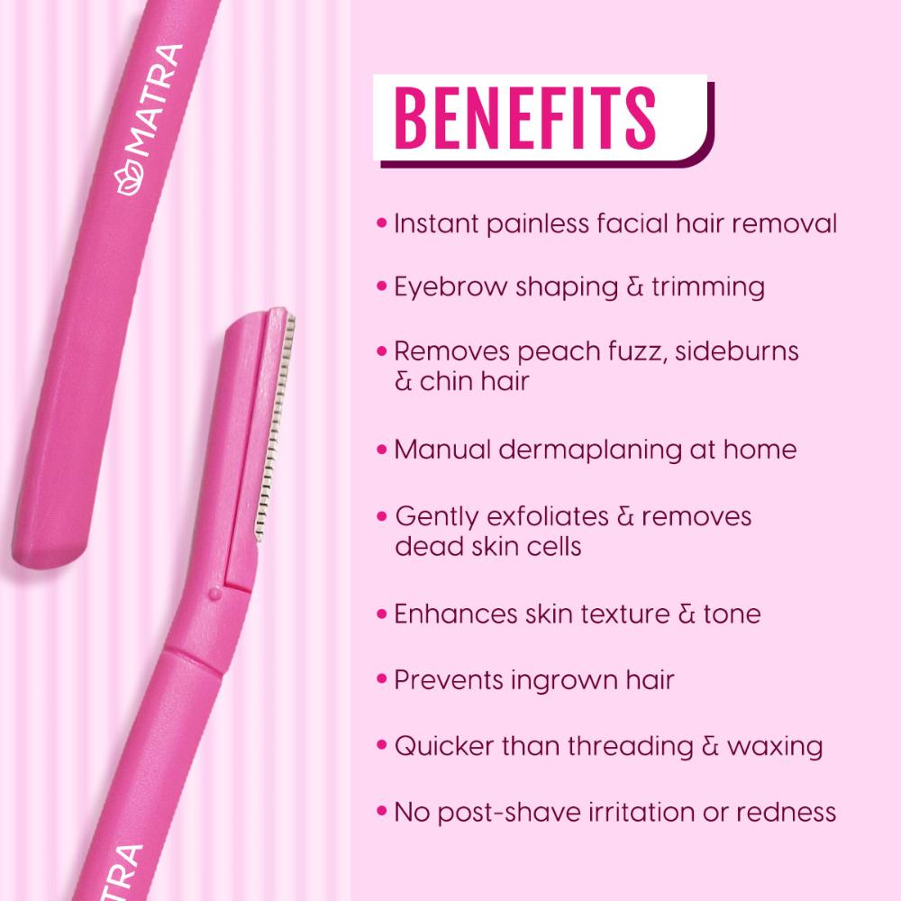 Face & Eyebrow Razor for Facial Hair Removal - Reusable & Painless Hair Remover for Women