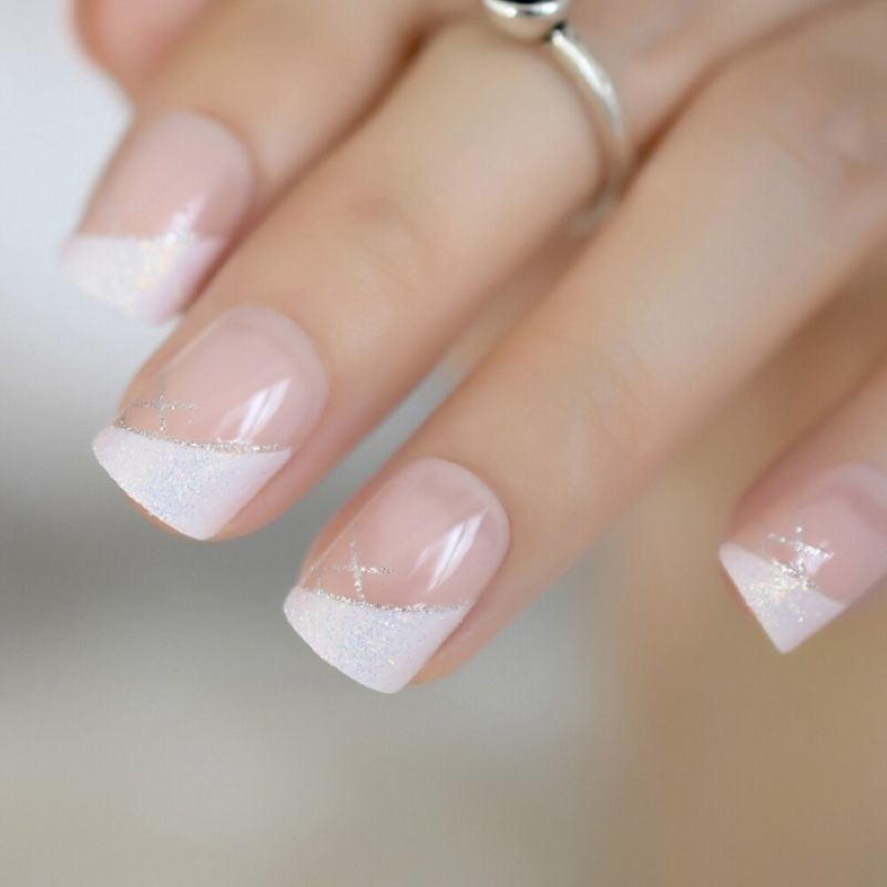 Snow Drop Natural Glitter Press On Nails
