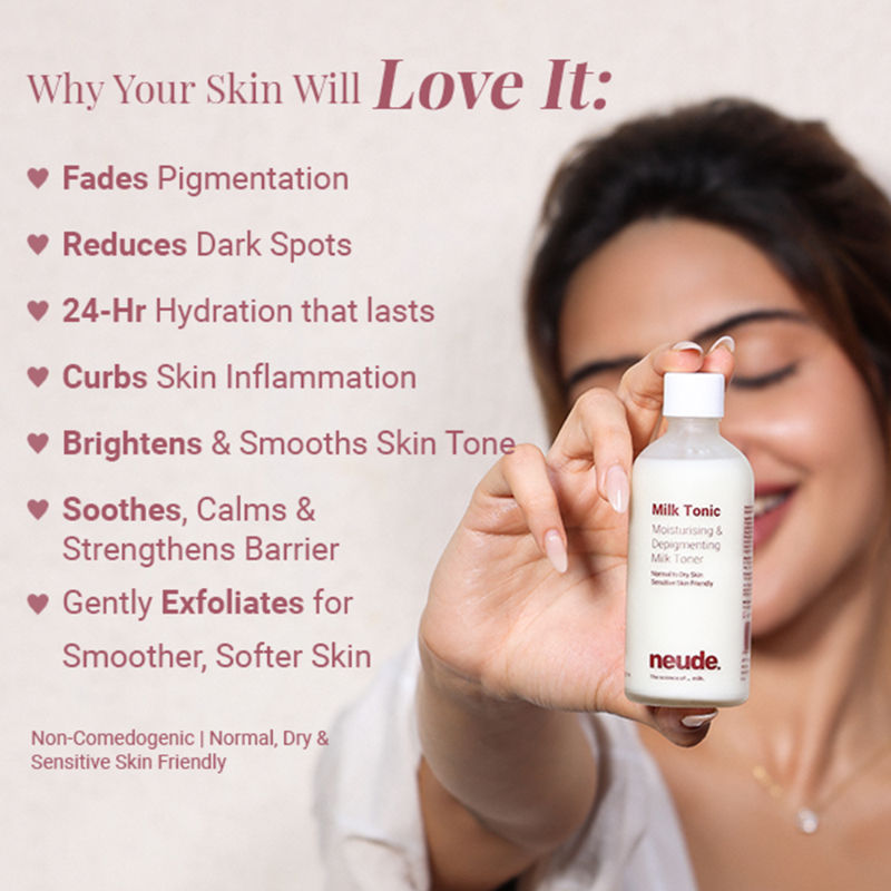 Neude Daily Hydrating & Depigmenting Milky Toner with Camel Milk, Squalane & Ceramides - Milk Tonic