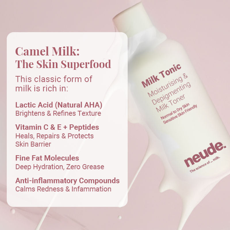 Neude Daily Hydrating & Depigmenting Milky Toner with Camel Milk, Squalane & Ceramides - Milk Tonic
