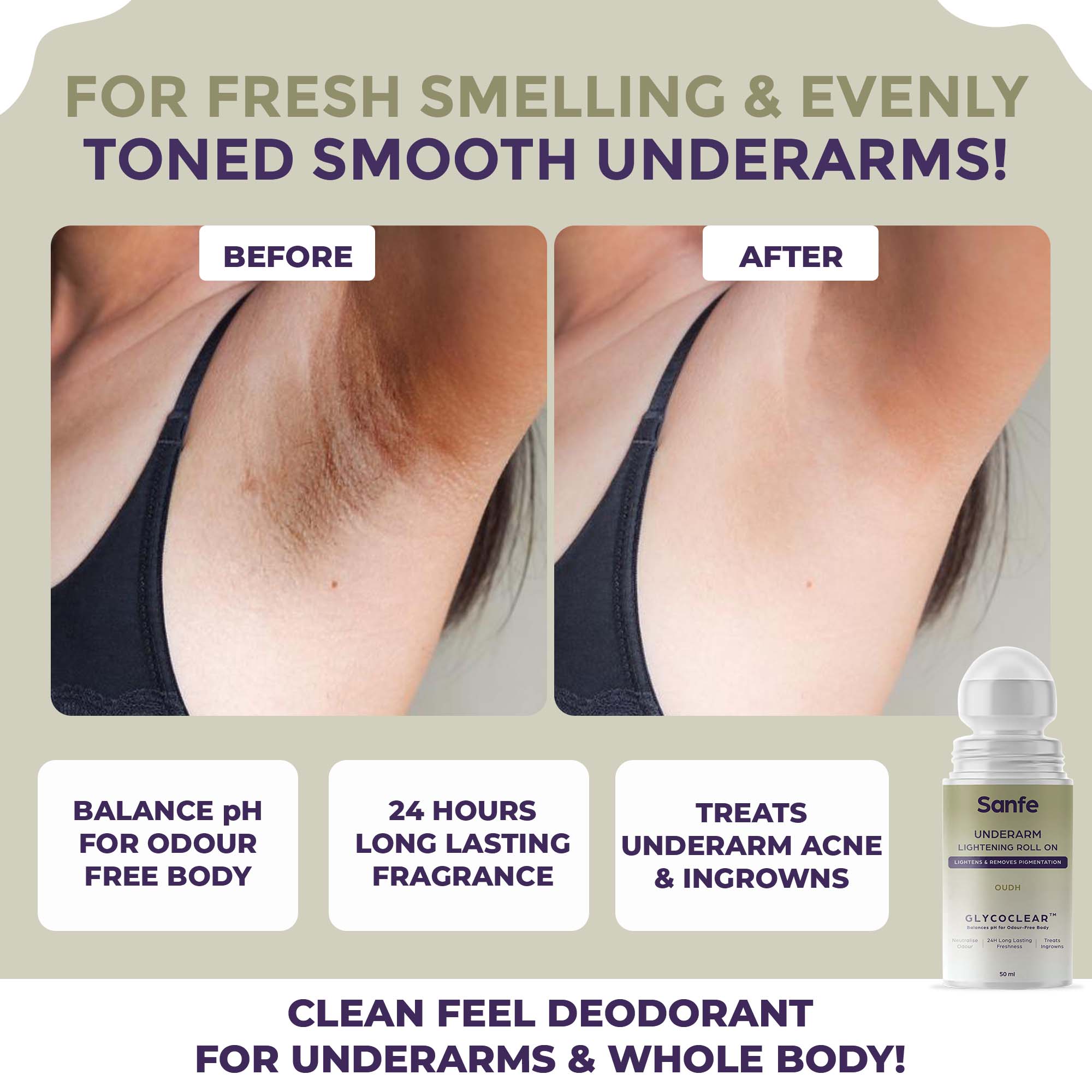 Underarm Lightening Roll On (Oudh) with 5% AHA