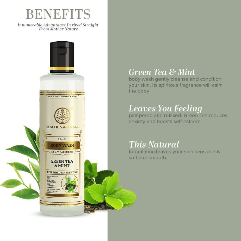 Green Tea & Mint Body Wash Soft & Smooth Skin SLS & Paraben Free
