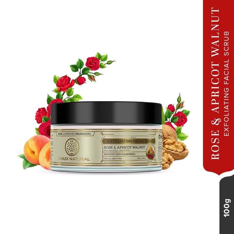 Rose & Apricot Walnut Facial Scrub Reduce Wrinkles & Blackheads