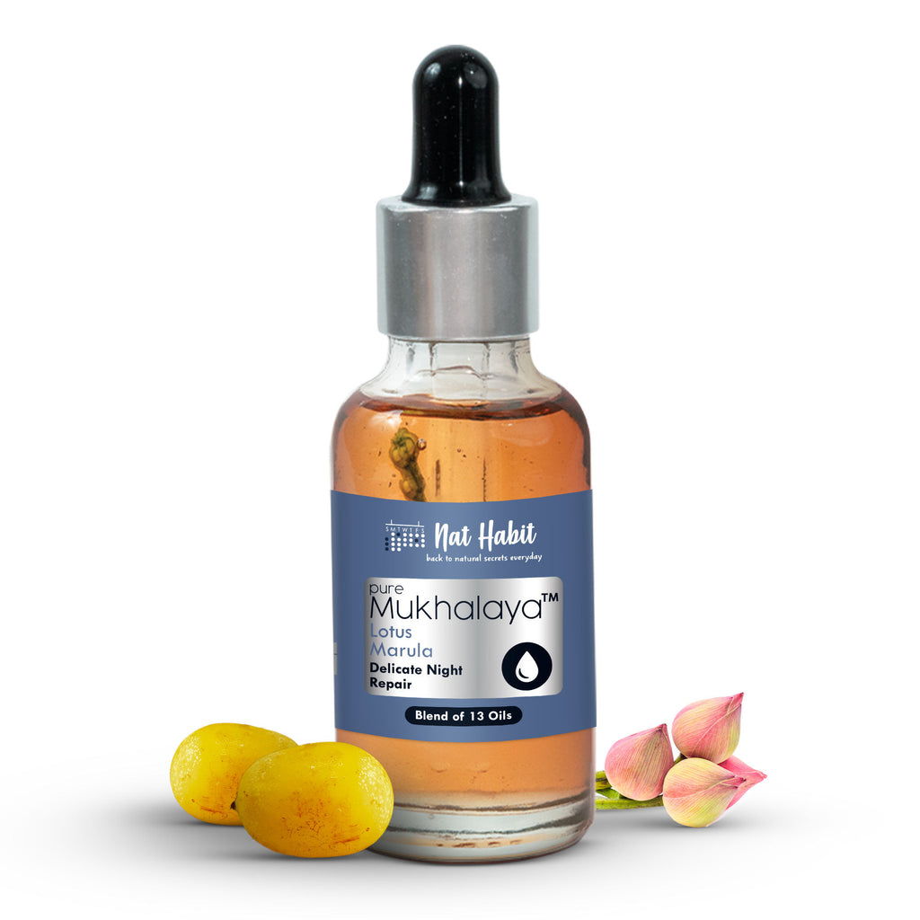 Pure Lotus Marula Face Oil For Massage, Delicate Night Repair Facial Oil Mukhalaya