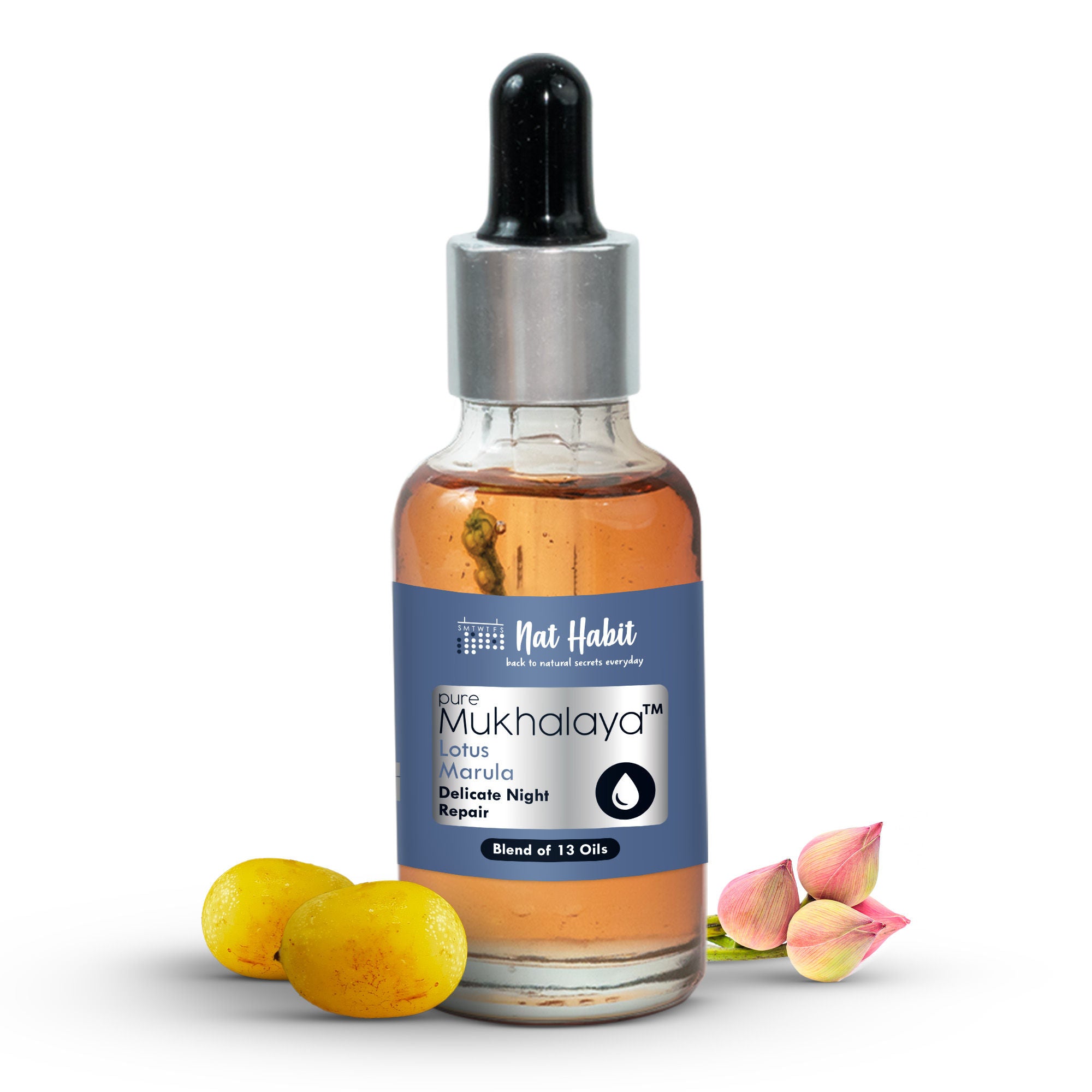 Pure Lotus Marula Face Oil For Massage, Delicate Night Repair Facial Oil Mukhalaya