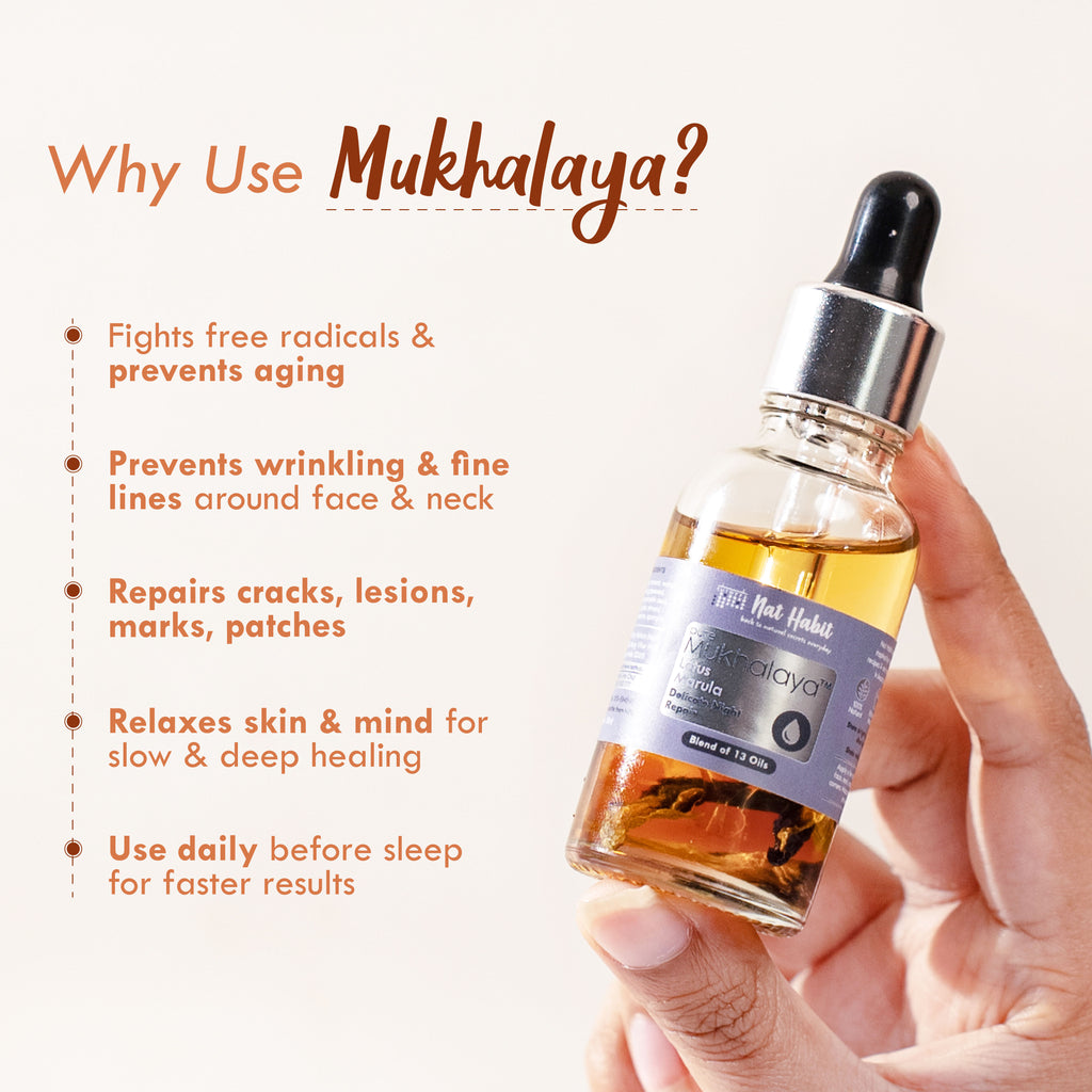 Pure Lotus Marula Face Oil For Massage, Delicate Night Repair Facial Oil Mukhalaya