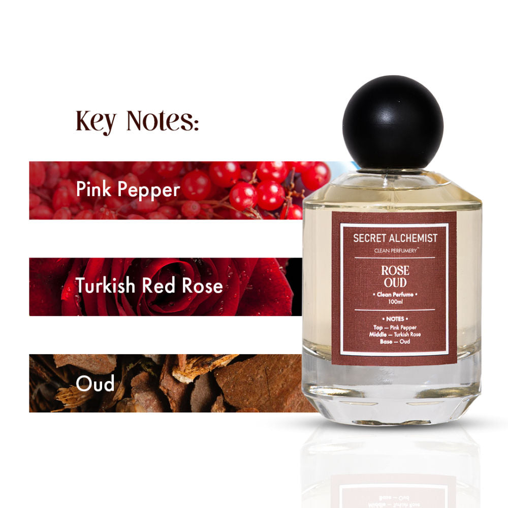 Rose Oud Clean Perfume EDP Floral Woody Perfume for Women, Night & Everyday