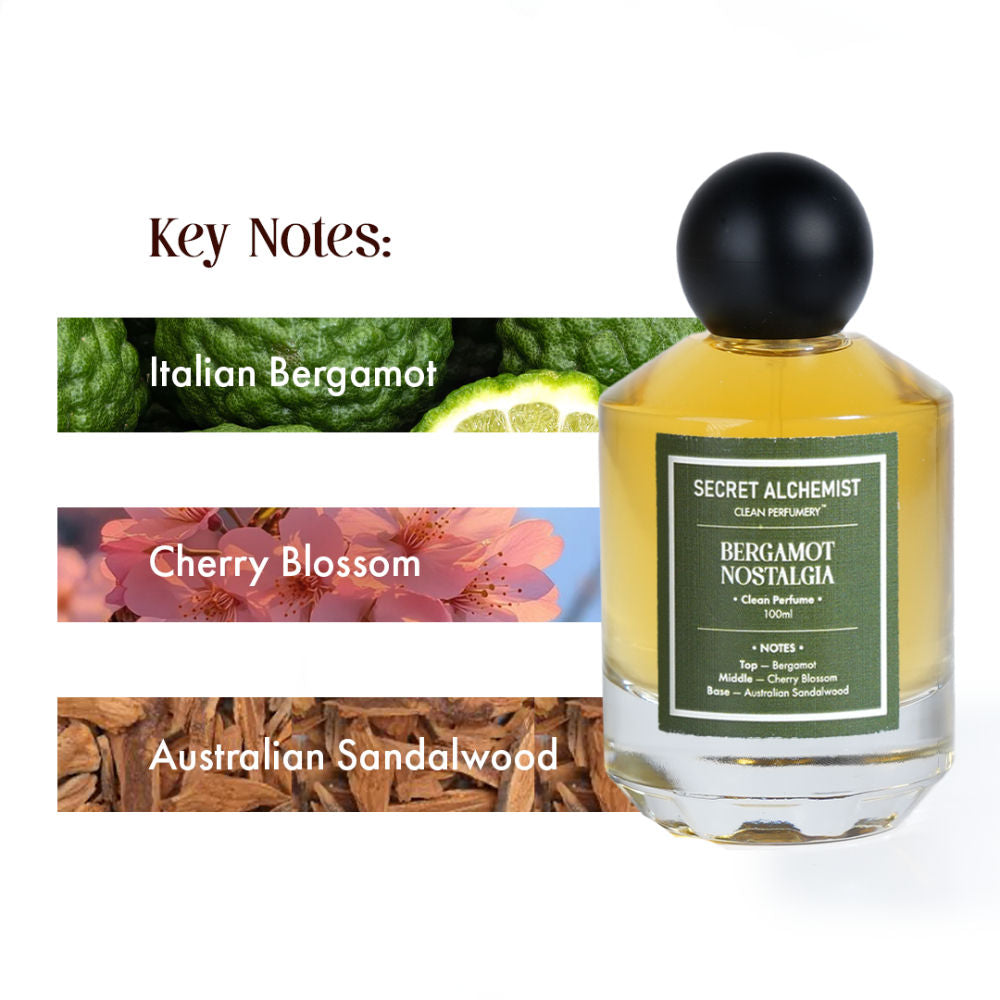 Bergamot Nostalgia Clean Perfume EDP Fresh Woody with Sandalwood for Men Women