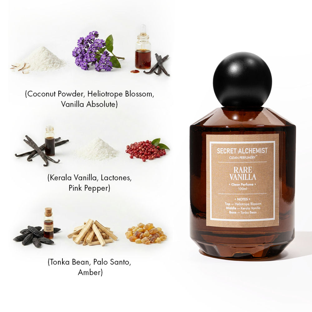 Rare Vanilla Perfume, Warm Vanilla Tonka Floral Woody Scent & Long Lasting