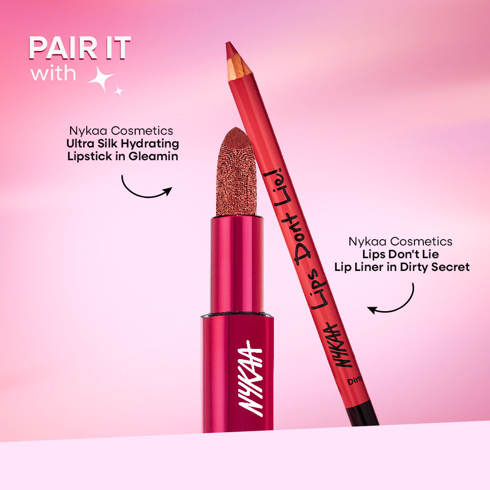 Nykaa Ultra Silk Hydrating Satin Serum Creme Glitter Lipstick with Hyaluronic Acid