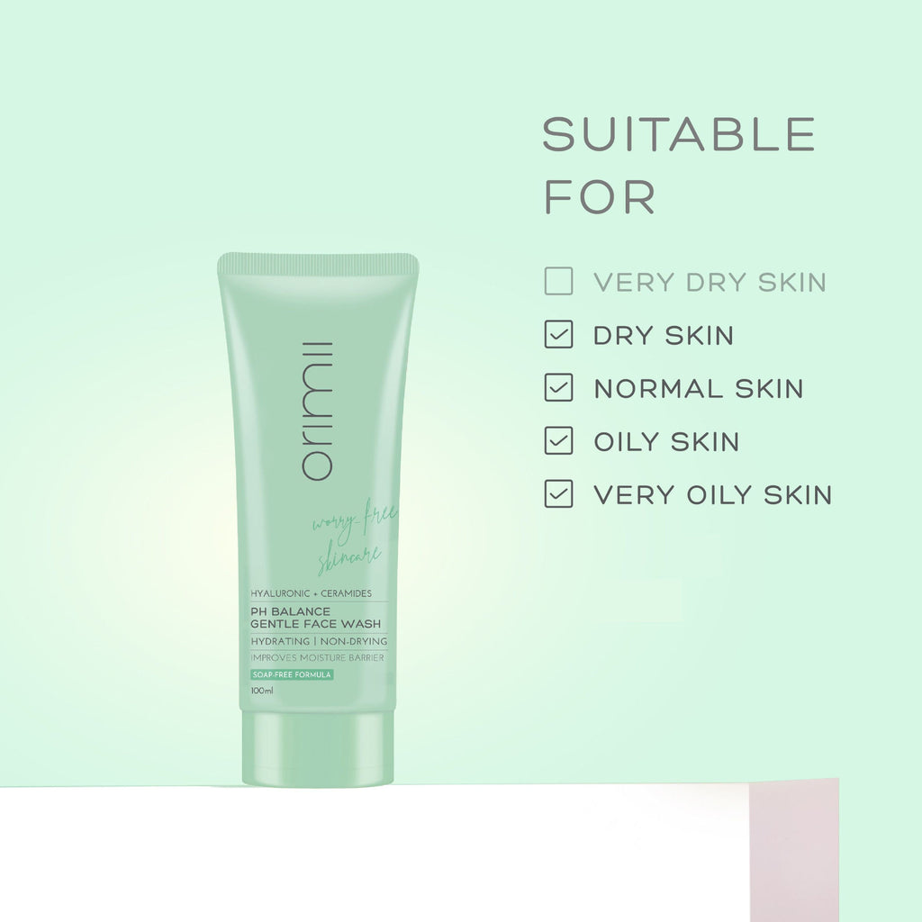 Hyaluronic + Ceramides PH Balance Gentle Face Wash - Non-Comedogenic, Pregnancy Safe