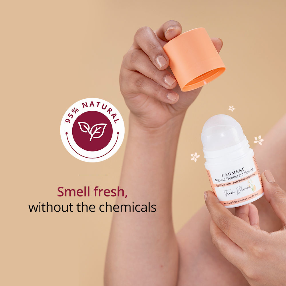 Natural Underarms Roll On Deodorant For Women - Fresh Blossom, No Alcohol Or Aluminium
