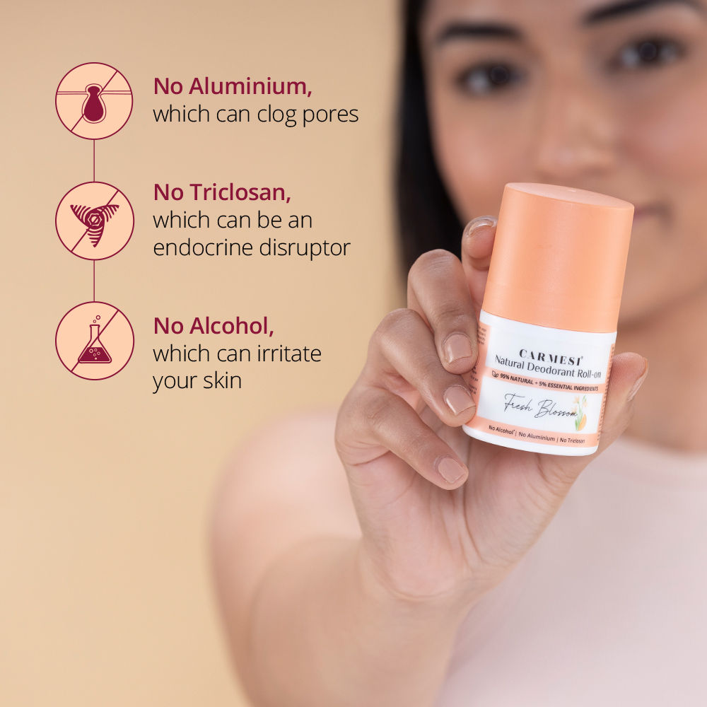 Natural Underarms Roll On Deodorant For Women - Fresh Blossom, No Alcohol Or Aluminium