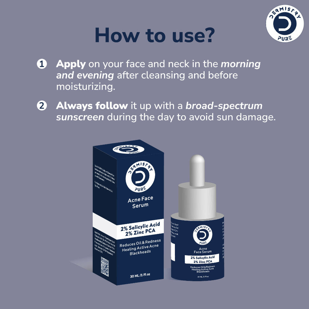 2% Salicylic Acid Zinc Face Serum For Oily Acne Prone Skin Open Pores Spots Scars Removal