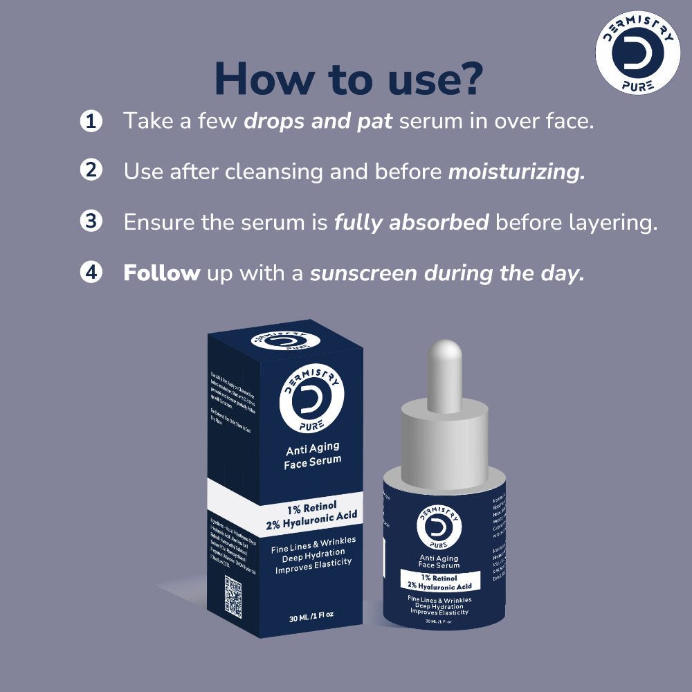 1% Retinol Hyaluronic Acid Anti Aging Day Night Face Serum For Ageing Dark Circle Wrinkles